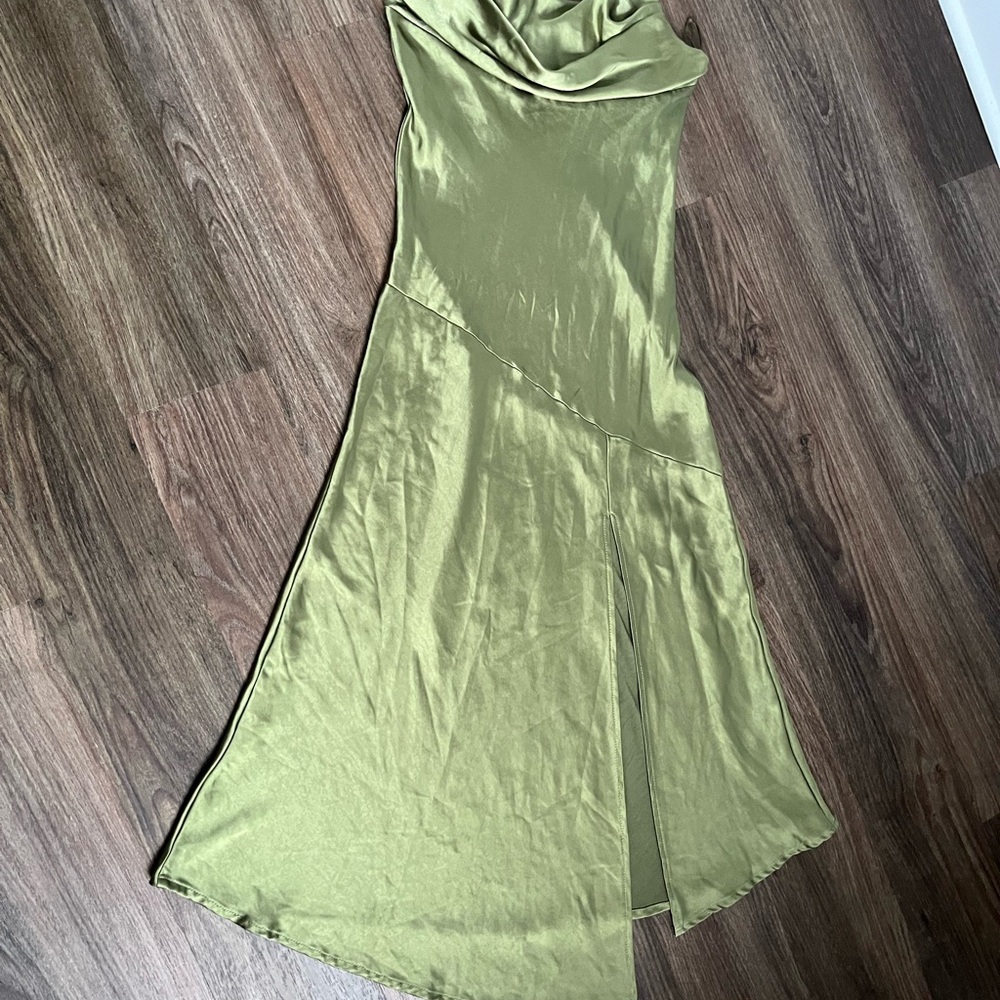 Chic Asymmetrical Olive Dress